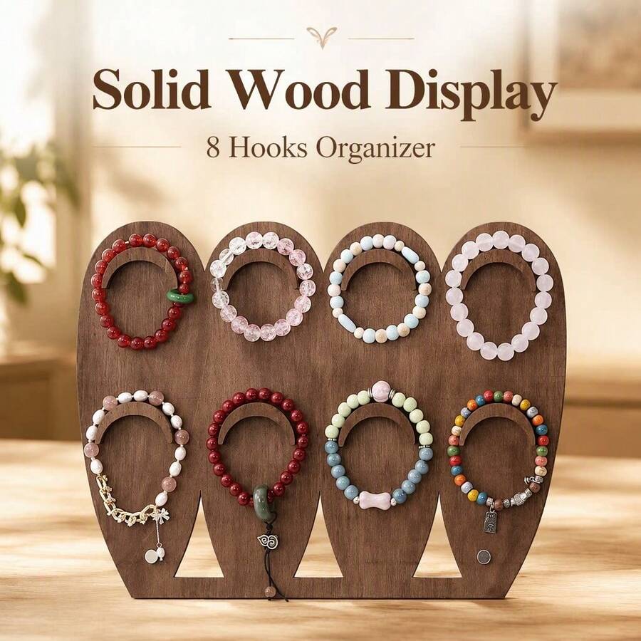 Wooden Bracelet Display Stand Necklace Jewelry Storage Rack Jewelry Storage Shelf Gift For Women Best Friend Home Decor Room Decor Bedroom Decor Jewelry Storage Rack Desktop Display Stand Bracelet Storage Tray - Multicolor - View 1
