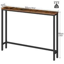 Slim Console Table, Hallway Table, 100 Cm Long, Narrow Sofa/Behind Couch Table For Entryway, Small Spaces - Brown - View 5