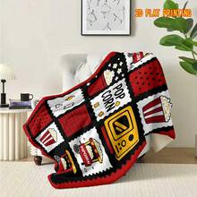 1 Buah Selimut Flanel Motif Patchwork TV Vintage Popcorn, Selimut untuk Sofa dan Tempat Tidur, Dekorasi Rumah - MultiWarna - View 7