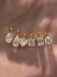 Tysoendlay 1Pc S925 Sterling Silver Classic Geometric Large CZ Pave Pendant Charm, Gold Tone, DIY Jewelry Accessory For Women Girls, Daily Party Gift - Gold - View 3
