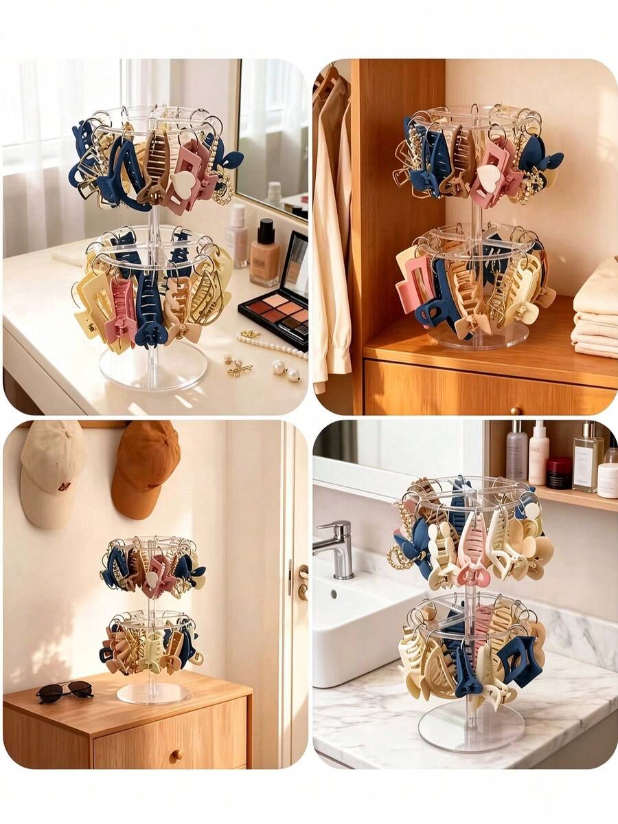 Double Layer Acrylic Large Capacity Hair Accessories Jewelry Display ...