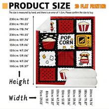 1 Buah Selimut Flanel Motif Patchwork TV Vintage Popcorn, Selimut untuk Sofa dan Tempat Tidur, Dekorasi Rumah - MultiWarna - View 6