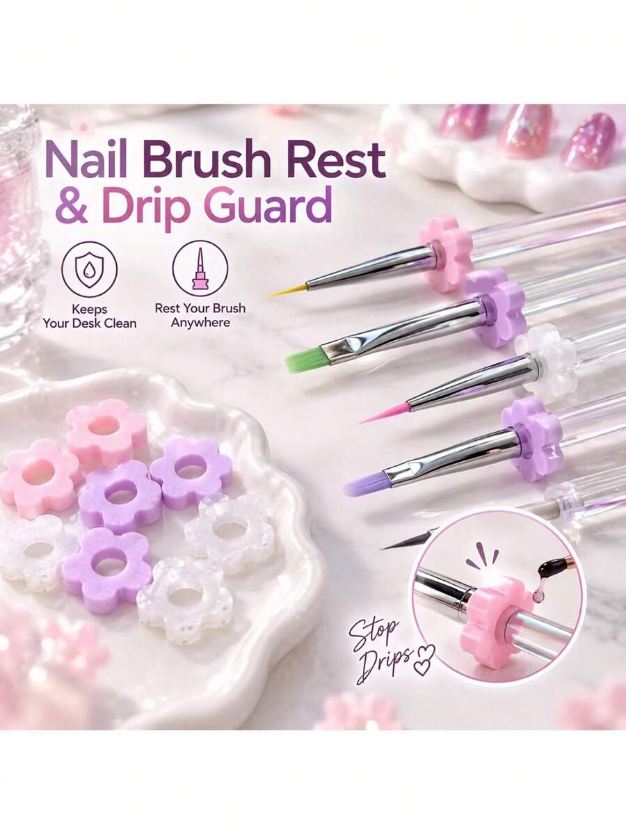 5pcs Nail Brush Holder, Nail Brush Stand, Nail Art Pen Drip Protector, Nail Art Supplies, Painting Brush Storage Rack