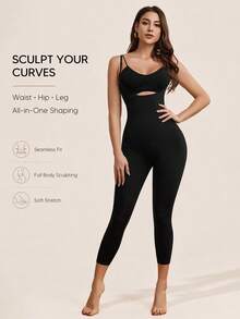 Suprenx Women's Solid Perforated Minimalist Fitted Jumpsuit, Casual Everyday Wear - Black - View 6