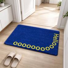 Velvet Welcome Mat, Blue Background With Yellow Hello Circle, Suitable For Entrance, Bathroom, Kitchen, Bedroom, Laundry Room, Room Decoration, Home, Suitable For Bedroom, Living Room, Entryway - Soft Washable Faux Cashmere Carpet, With Duck And Bird Pattern, Machine Washable Bohemian Style Carpet, Non-Slip Soft Round Carpet, Suitable For Bedroom, Living Room, Kitchen Home Decor - Multicolor - View 14