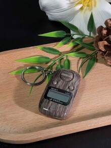 1pc/6pcs Portable Wood Grain Electronic Counter, Wood Grain Shell LED Night Light Hundred-Count Alert Keychain, Prayer Chanting Knitting Manual Counting Tool, Wood Grain Appearance Electronic Counter With Keychain Chain, Zero Reset, Portable Push-Button Counter, Suitable For Prayer, Crowd Counting, Workshop Inventory, Office Statistics And Multiple Counting Scenarios - Multicolor - View 1