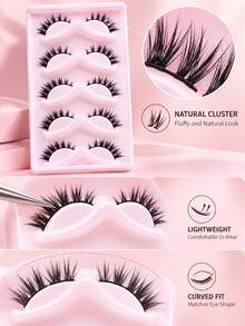 New 5 Pairs 3D Mink Fur Full Strip False Eyelashes C Curl Handmade Short Natural Fluffy Voluminous Eyelashes Makeup Wholesale - View 2