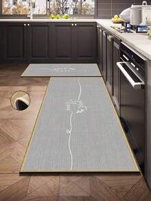SANJIANGDI 1pc Decorative Line Pattern Plaid Kitchen Mat, Made Of 3.5mm Soft Rubber Material, Easy To Clean, Suitable For Hallway, Bathroom, Living Room, Outdoor Door Mat And Toilet, All Year Round, Suitable For Various Holidays - Multicolor - View 1