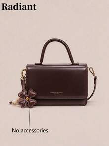 Women's Mini Crossbody Bag, Handbag, Solid Color Faux Leather, Top Handle, Detachable Shoulder Strap, Vintage Style, Autumn/Winter Daily Wear (Accessories Not Included) - Coffee - View 1