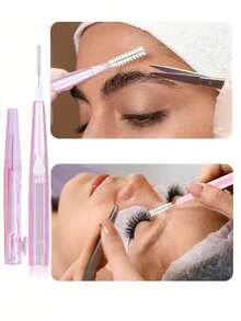 36/18pcs 2-In-1 Eyebrow & Eyelash Brush, Pink Flexible Eyelash Brush, Reusable Eyelash Brush For Grooming Eyebrows, Separating Eyelashes, Shaping Eyebrows And Makeup Tool - Pink - View 2