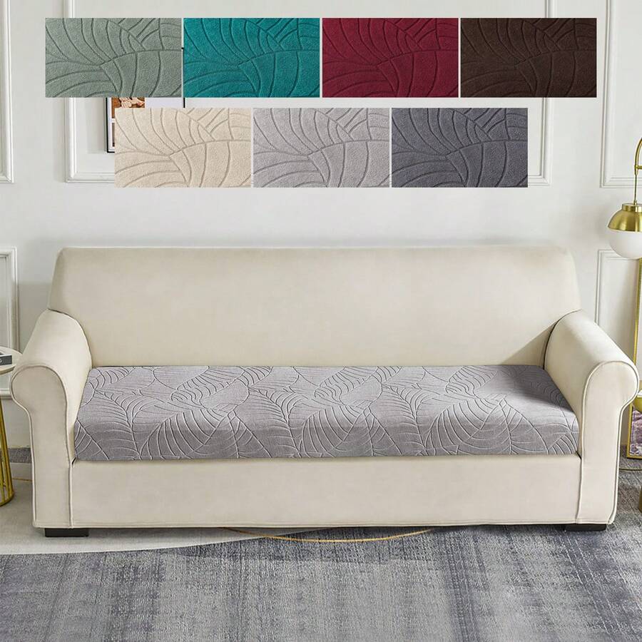 1pc Large Leaf S/M/L Elastic Sofa Cushion Cover, Sofa Seat Cushion Protector, Suitable For Modern Daily Use, Suitable For Bathroom