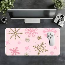 1 miếng lót chuột gaming cỡ lớn kéo dài màu hồng vàng họa tiết bông tuyết, đế cao su chống trượt, thiết kế viền may, tấm lót bàn phím và chuột, phù hợp cho văn phòng, nhà ở, chơi game, học tập, quà tặng hoàn hảo cho bạn bè, thanh thiếu niên và game thủ - Xem 6