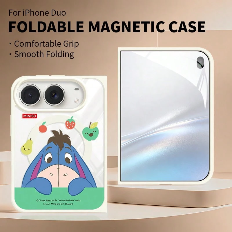 Disney Phone Case, Protective Cover For Foldable Phones, Featuring The Cute Cartoon Character Eeyore (The Little Donkey), With Magnetic Charging Compatibility; Designed Compatible With Apple IPhone 18 Duo. - White - View 1