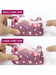 1PC Shiny Elegant Rhinestone PVC Tape Dispenser, Effortless Transparent Tape Cutter, Masking Tape Cutter, Stationery, School Supplies, Office Supplies, Office Desk Accessories, Ribbon Cutter - Multicolor - View 3