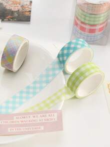 4 Rolls/Box Of Colorful Checkered Patterned Creative Washi Tape, A Masking Tape Set For DIY Diary Scrapbooking, Gift Box Decoration, A Perfect Gift For Friends - Sets - View 8