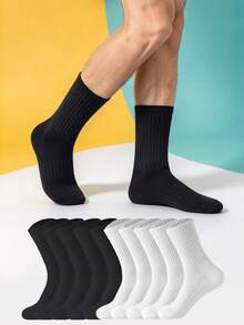 1/5/10/20 Pairs Men's & Women's Waist-Cinching Knee-High Socks, Comfortable Soft All-Season Solid Color Socks - Multicolor - View 1