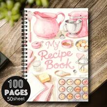 2D Flat Notebook Personal Organizers Cooking Tool Illustration Cover Notebook For Recording Food Making Process, Homemade Recipes, Book With Ingredient Illustrations - Suitable For Cooking Enthusiasts - One Book (50 Pages, 100 Pages) - View 3