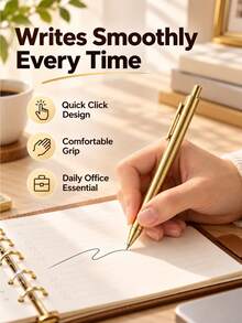 Luxury Gold Ballpoint Pens Bulk Pack, Retractable Black Ink Medium Tip, Smooth Writing, Suitable For Wedding Bridal Party, Business Office, Diary And Gifts, Guest Favors - A - View 2
