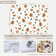 1pc Christmas Minimalist Gingerbread Man Pattern Tablecloth, Stain-Resistant Dining Table Decor Cloth, Suitable For Kitchen, Dining Table, Coffee Table, TV Cabinet, Entryway, Party Holiday Decoration, Home Decor, Christmas Gathering - Multicolor - View 13