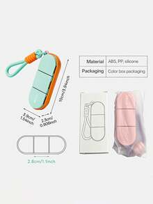 Dopamine Color Portable Woven Lanyard 3-Compartment Pill Box With Sealing Ring, Waterproof And Moisture-Proof, Independent Compartments, Suitable For Carrying Health Supplements And Vitamins - one-size - View 10