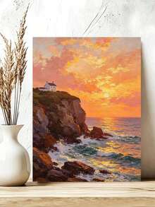 DIY Seaside Cottage Sunset (Frameless Or Framed 8x12 / 16x20 Inches) Paint By Numbers Kit(Acrylic) Arts & Crafts For Adult Beginners Home Wall Decor Holiday Gifts - Sets - View 2