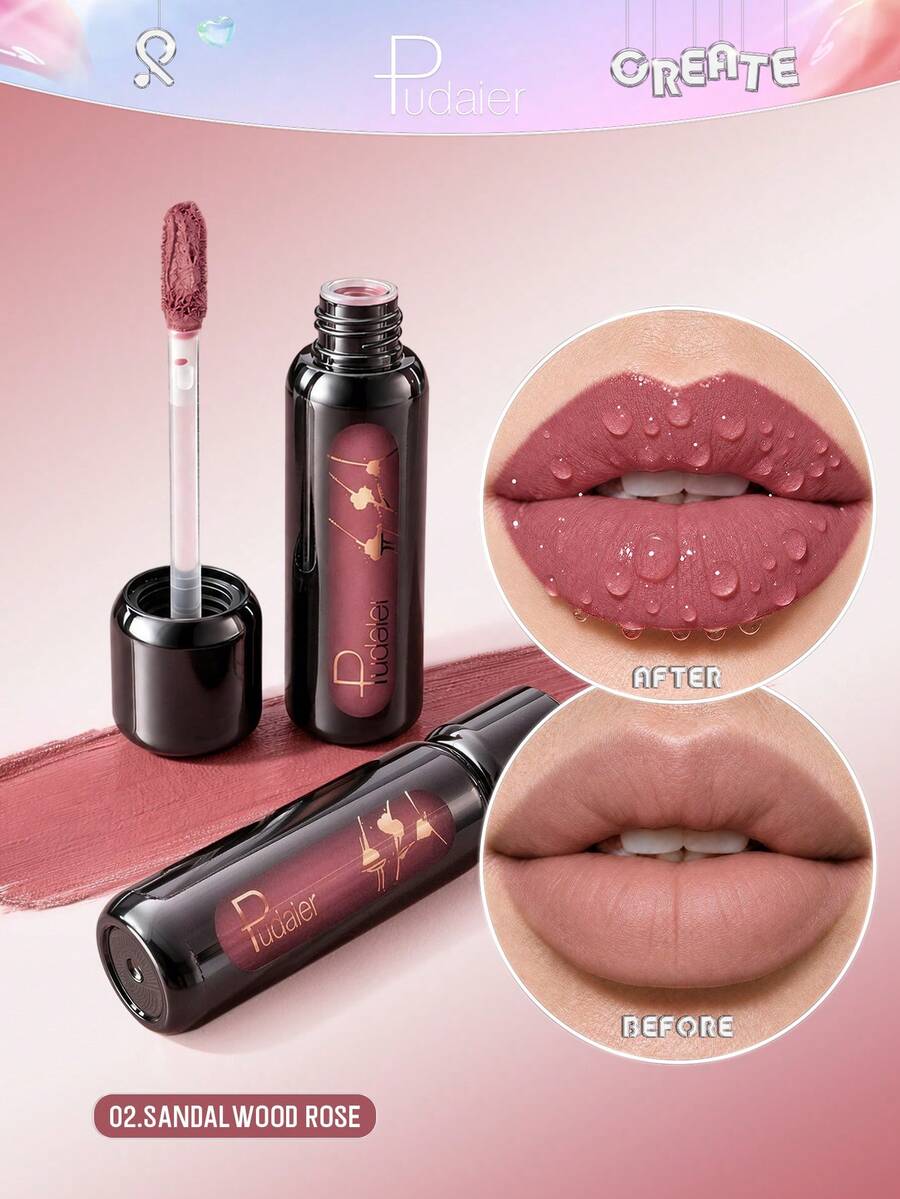 Pudaier Velvet Soft Matte Lip Glaze Lightweight Non-Sticky Rich Color ...