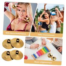 Belly Dance Finger Cymbals, Iron Finger Castanets For Dance Performance, Dance Finger Rings, Hand-Held Percussion Props, Hand Jewelry - Multicolor - View 1
