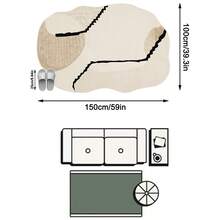 1PC Beige Geometric Patchwork Pattern Bedside Rug, Modern Minimalist Cream Style Artistic Creative Faux Cashmere Asymmetrical Wavy Shape Machine Washable Area Rug, Suitable For Daily Home/Housewarming/All Seasons Large Size Floor Mat, Aesthetic Home Decor - Multicolor - View 14