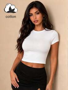 Women's English Slogan Print Round Neck Short Sleeve Casual Spring Summer T-Shirt Top - White - View 6