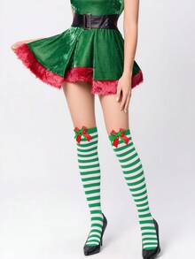 Christmas Opaque Leggings, Multi Colored Knee High Socks, Elastic And Soft, Halloween Role-Playing Party Costumes And Accessories - Multicolor - View 1