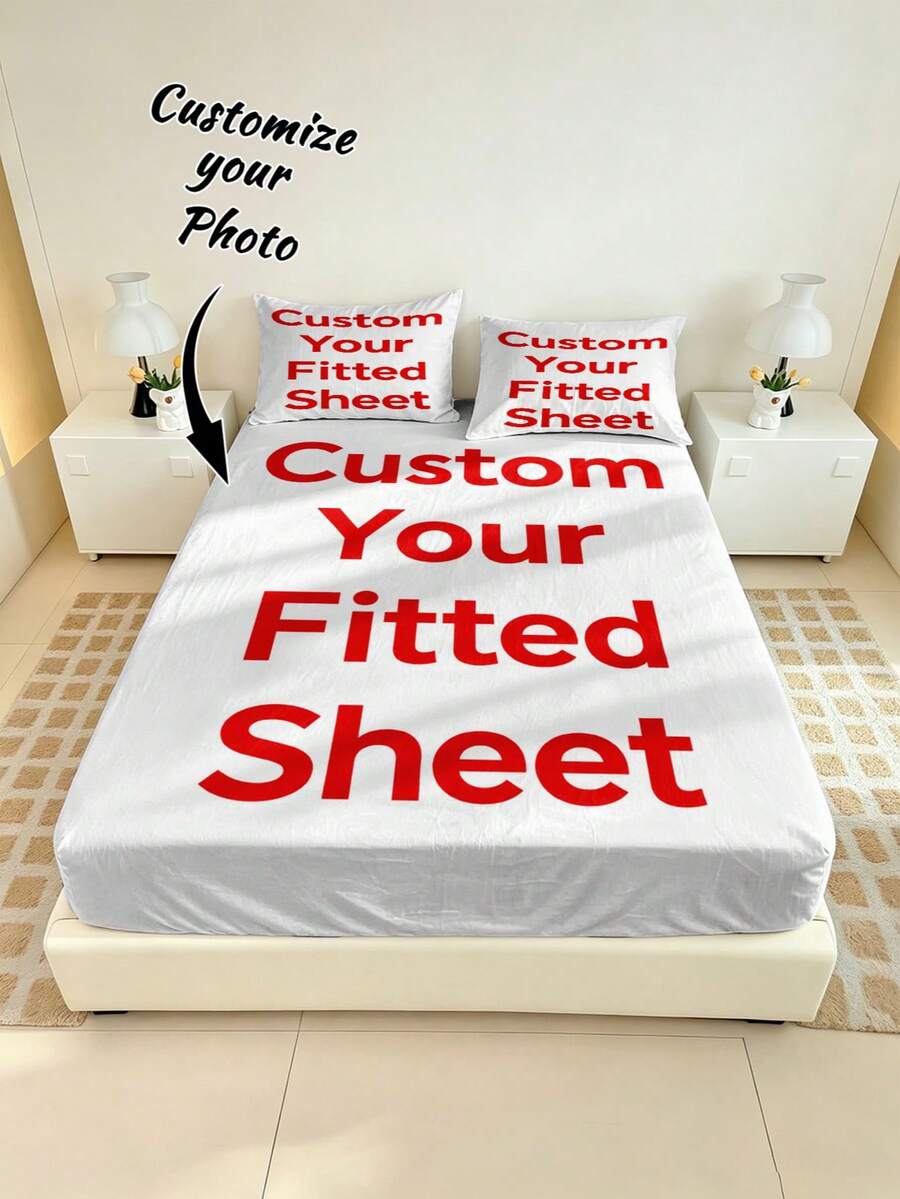 3-Piece Set Customized Bed Sheets, Couple Bedding Customization, Personalized Photo Bed Sheets, Digital Printing, Unisex, Birthday And Holiday Gift - Multicolor - View 1