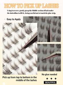 60clusters Of C-Roll Brown Non Adhesive Eyelash Clusters, DIY Segmented Non Adhesive Fake Eyelashes, Beginner Friendly, Soft Natural Brown Single Cluster Non Adhesive Eyelashes, Easy To Use, Suitable For Daily And Party Makeup Looks - C - View 8