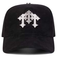 1pc Men's Trucker Hat Gothic Cross Rhinestone Baseball Cap Street Fashion Suede Five-Panel Hat Outdoor Warm Casual Cap Autumn/Winter Street Business Party - Multicolor - View 5