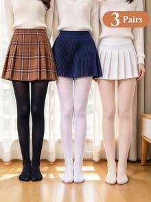3pcs/Set Solid Color Fashion Children's Dance Practice Tights, Elegant Soft Comfortable Tights, Suitable For All Seasons, Multiple Colors Available - Multicolor - View 41