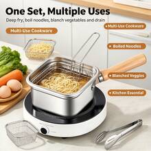 Stainless Steel Square Deep Fryer With Clip, Multi-Functional Tempura Fryer, Universal Stove Compatible, Heavy Duty Non-Stick Cooking Pot, Ideal For Home And Outdoor Use, Frying, Stewing And Serving, Kitchen Essential - A - View 8