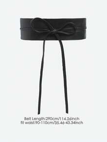 Black Faux Leather Cinched Waist Belt For Women's Dress - Black - View 17