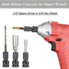 Industrial Grade 1/2 Square To 1/4 Hexagon Impact Wrench Drive Adapter Set, Heavy-Duty Hardened Ratchet Sleeve Converter, Quick Release High Torque Socket Conversion Hand Tool - Wrench Adapter - View 5