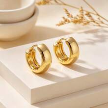 2pcs-Cross-Border Hot-Selling 316 Stainless Steel Personalized Minimalist Versatile Elegant Thick Wide Half-Circle Inner-Grooved Ear Cuff Earrings - Gold - View 4