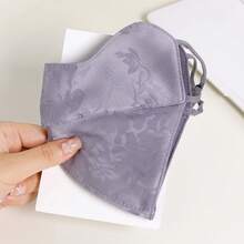 1 st varm ansiktsmask för kvinnor i enfärgad satinjacquard med spets, bekväm mjuk och andningsbar texturerad ansiktsskydd, tvättbar dekorativ accessoar för dagligt bruk - Multifärgad - Visa 7