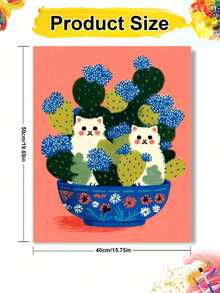1pc The Cat In The Potted Plant DIY Oil Painting By Numbers, Canvas Painting DIY Crafts, Adult Home Decoration, Holiday Gift. - Sets - View 11