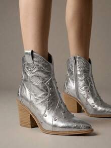 Women Ankle Boots & Booties - Silver - View 1