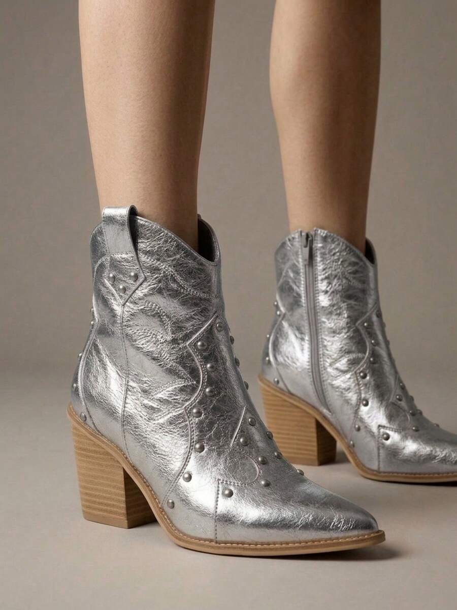 Women Ankle Boots & Booties - Silver - View 1