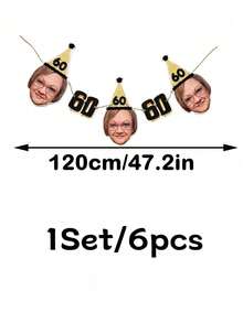 Personalized Face Shape Birthday Party Decoration Banner, Includes Age, Customizable Portrait Hanging Decor, Suitable For Anniversary Celebration - Multicolor - View 10