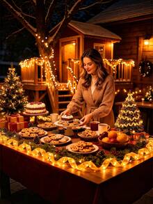 100LED 10/5/3/2m Outdoor Garden Battery String Lights, Warm/Colorful, Suitable For Party, Birthday, Christmas Tree Decoration, Halloween, New Year, Holiday String Lights, Indoor Home Autumn Decoration, Wedding Anniversary Gift Surprise - S26-gold Ribbon - View 7
