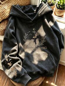 Unisex Dragon-Print Sweatshirt, "Fourth Wing" Themed Sweatshirt, Basgiath War College Hoodie, Gift For Fantasy Readers And Dragon Rider Fans - Black - View 4