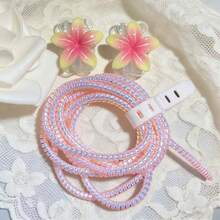 1組扶桑花造型Type-C充電線保護套，耐用塑料材質，防刮防斷，適用於 17 16 15 14/13/12/11 Pro Max及其他Apple充電器保護套，適合日常使用，聖誕禮物，秋冬小禮物 - 玫紅色 - 查看 11