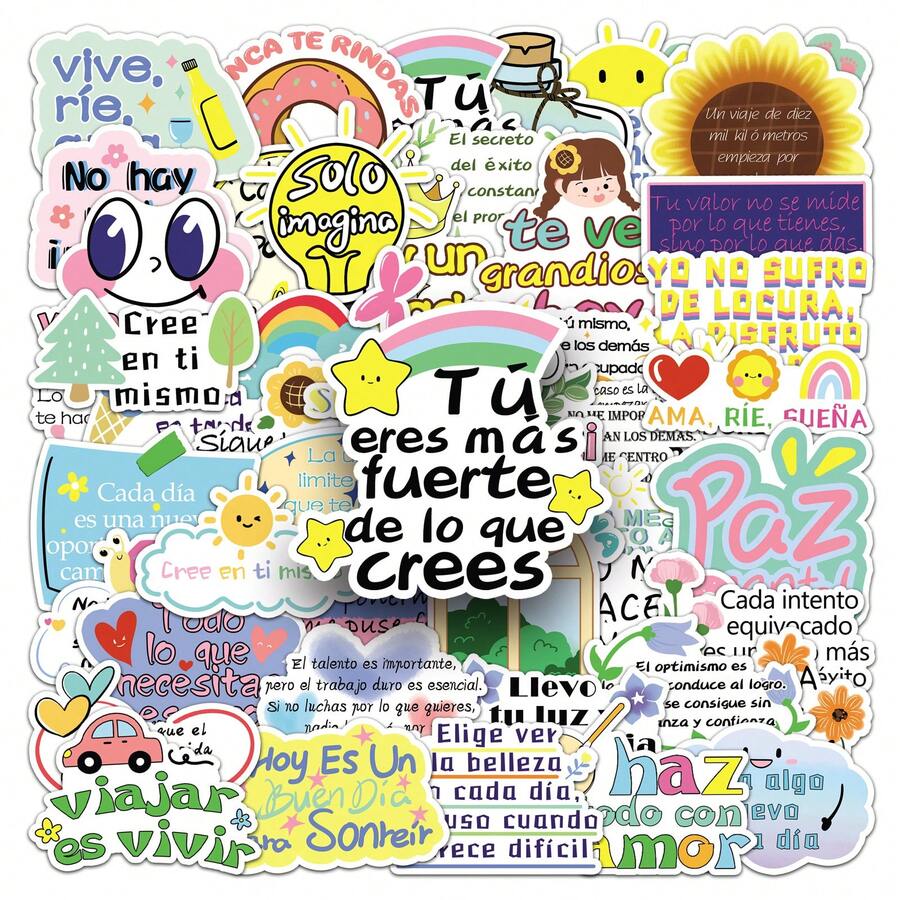 50PCS Inspirational Spanish Cute Ins Stickers Spanish Motivational ...