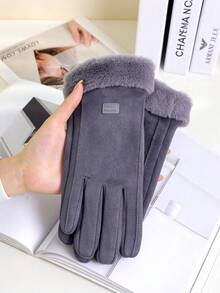 1 Pair Autumn/Winter Cold Weather Gloves, Touchscreen Finger Protection Gloves, Fleece Lining, Unisex, Multiple Colors Available, Suitable For Snow Sports, Can Be Used As Christmas Or Holiday Gift - Multicolor - View 9