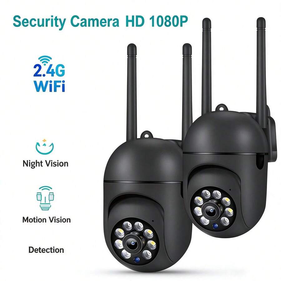 家用無線WiFi監控攝影機 360°全景視角,手機遠端控制,高清夜視,2.4G智能監控攝影機,雙向語音對講,室內安全攝影機,動態偵測警報,高清夜視攝影機,室內監控攝影機,寵物攝影機,感恩節禮物,聖誕節禮物,男士理想選擇 - 黑色 - 查看 1