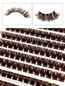 Rikuaild 130pcs D-Shape Dense Brown Eyelash 150D Cluster Lash Extension Set, Dramatic Lash Clusters For Beginners, False Eyelashes, Individual Lashes, Brown Lashes, More Natural Than Black, Mocha Brown - D - View 6